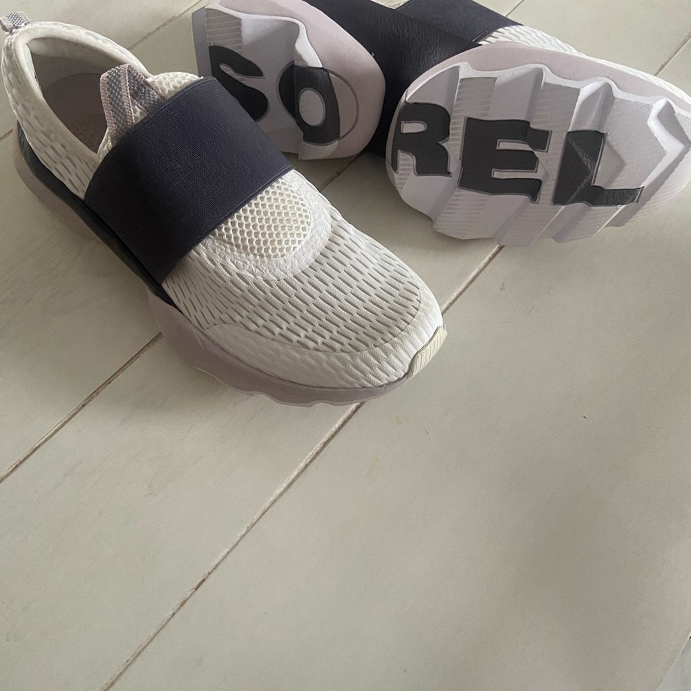 Sorel Woman’s White and Grey Slip-On Sneakers Never Used!!